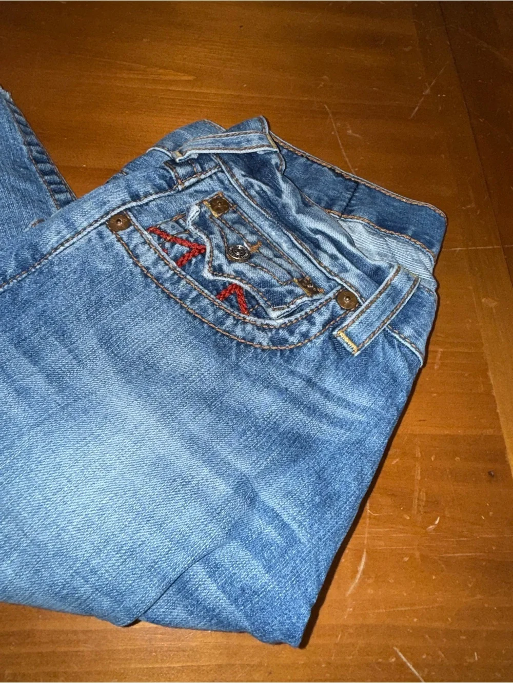 True Religion Denim Jean Shorts 30 Ricky Flap Frayed Hem Summer Casual Everyday